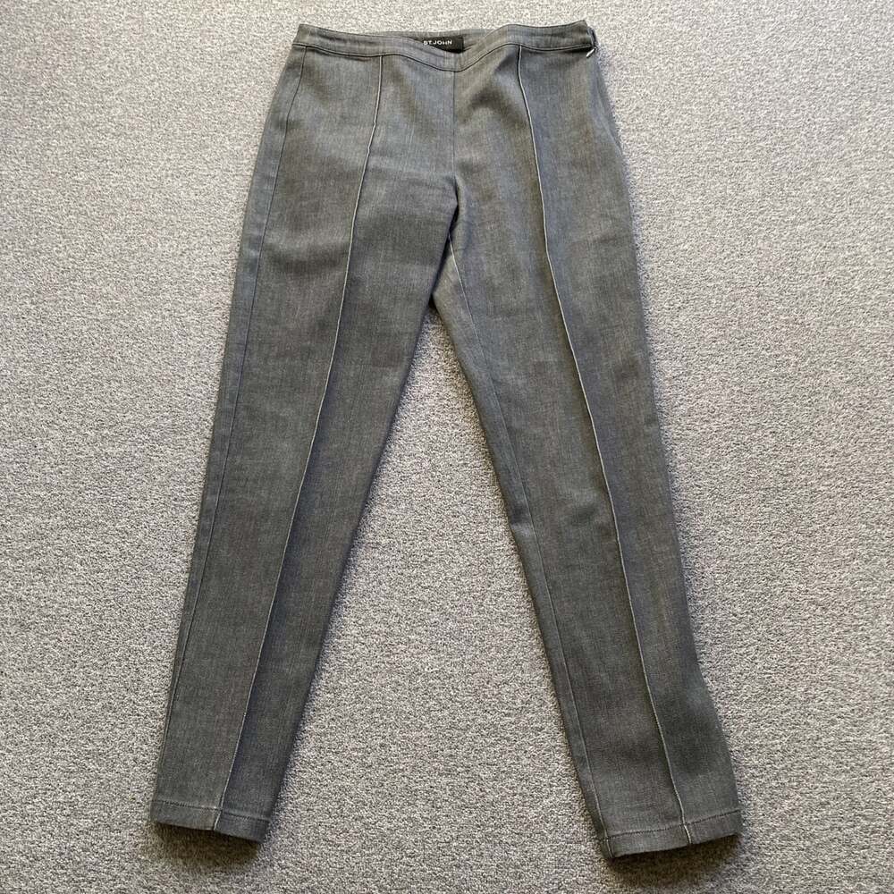 St. John Women’s Size 4 Gray Slim Tapered Leg Pleated Denim Pants